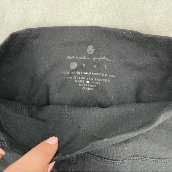 SPIRITUAL GANGSTER Women’s Black Leggings with Shiny Logo down leg size: XS - Picture 5 of 8